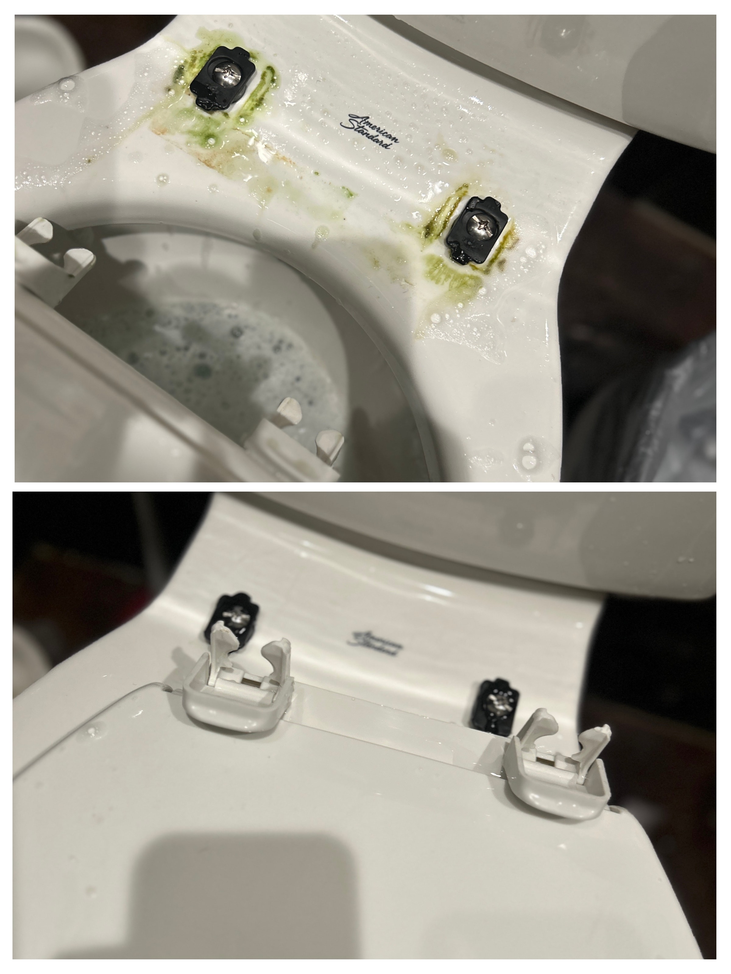 Before-and-after deep cleaning of a bathroom fixture